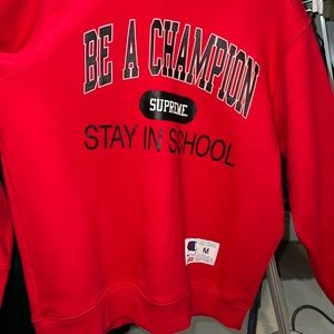 Supreme X Champion Collab Stay in School Crewneck